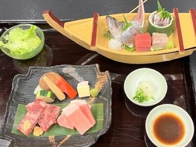 画像：静岡県産牛＆とことんポークと鯵の姿造り（イメージ）